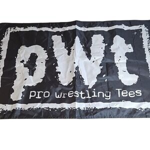 Pro Wrestling Tees Flag/Banner, Black & White, 36" x 24"